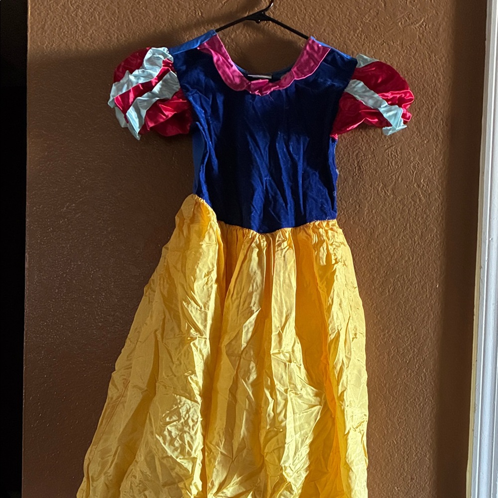 Girls' Yellow & Blue Superhero Costume Dress with Pink and Red Accents